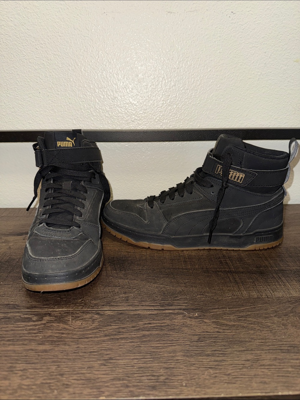 Puma Men’s Black High-Top Sneakers with Gum Sole